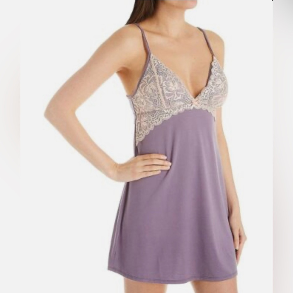 New without tags purple and pink lace chemise flora size large